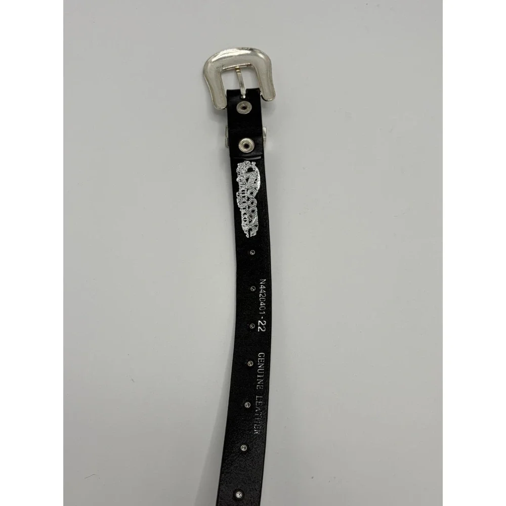 Nocona Black Leather Western Belt w/ Stones Small 22 N4420401 Silver Tone Buckle
